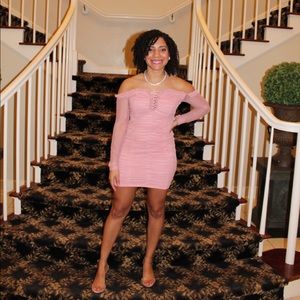 Pink off the shoulder dress